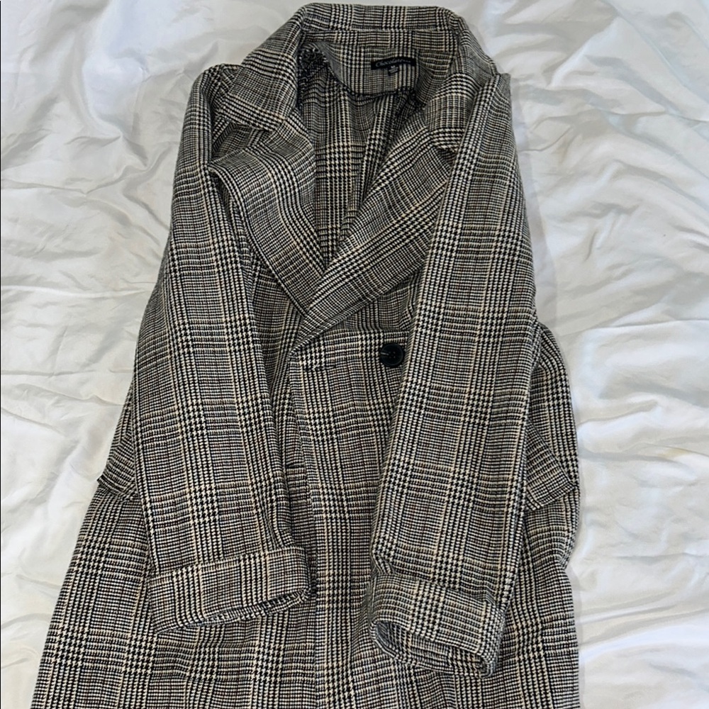 Classic Black and White Plaid Women's Coat